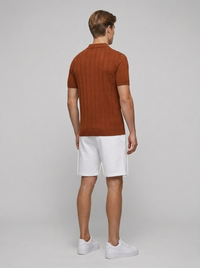 Linen Cotton Knit Polo Shirt for Men - Casual Summer Wear, Short Sleeve