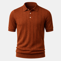 Linen Cotton Knit Polo Shirt for Men - Casual Summer Wear, Short Sleeve