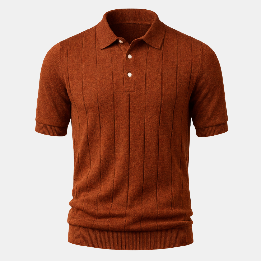 Linen Cotton Knit Polo Shirt for Men - Casual Summer Wear, Short Sleeve