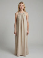 Linen Halter Neck Maxi Dress for Women - Loose Fit Summer Casual Wear