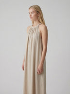 Linen Halter Neck Maxi Dress for Women - Loose Fit Summer Casual Wear