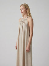 Linen Halter Neck Maxi Dress for Women - Loose Fit Summer Casual Wear