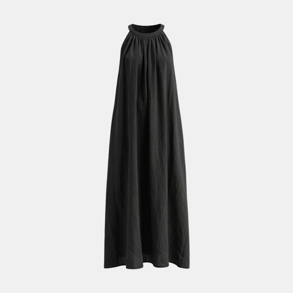 Linen Halter Neck Maxi Dress for Women - Loose Fit Summer Casual Wear