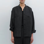 Linen Madeline Collar Jacket Shirt for Women - Casual Summer Wear