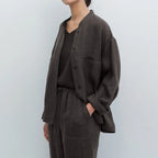 Linen Madeline Collar Jacket Shirt for Women - Casual Summer Wear