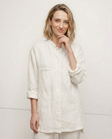 Linen Madeline Collar Jacket Shirt for Women - Casual Summer Wear