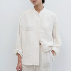 Linen Madeline Collar Jacket Shirt for Women - Casual Summer Wear