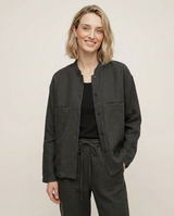 Linen Madeline Collar Jacket Shirt for Women - Casual Summer Wear