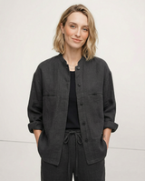 Linen Madeline Collar Jacket Shirt for Women - Casual Summer Wear