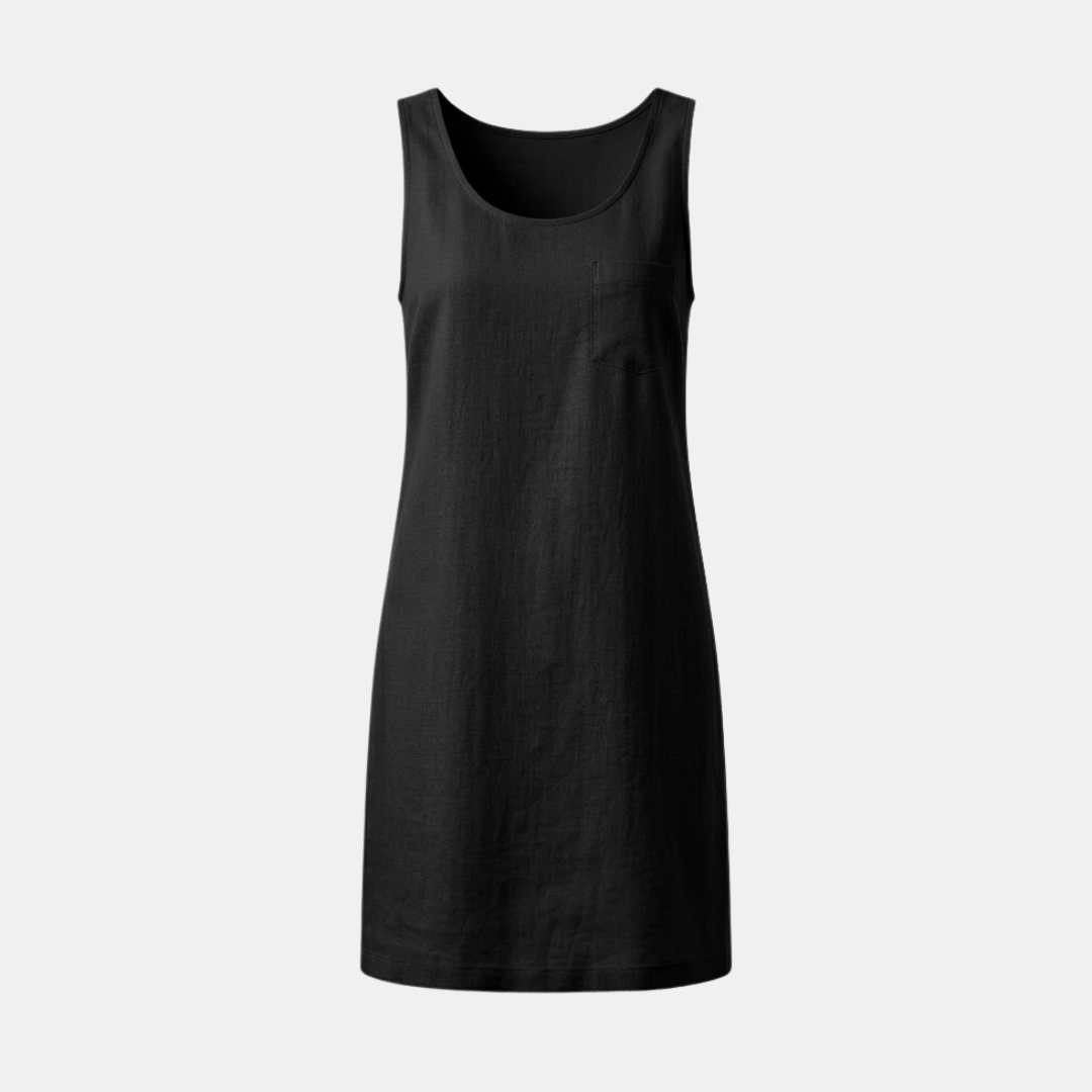 Linen Sleeveless Midi Dress for Women - Summer Casual Wear