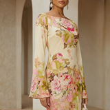 Long Sleeve Maxi Dress in Soft Fabric for Evening Parties and Events
