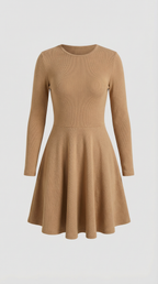 Long Sleeve Pleated Mini Dress in Soft Fabric for Casual or Party Wear