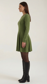 Long Sleeve Pleated Mini Dress in Soft Fabric for Casual or Party Wear