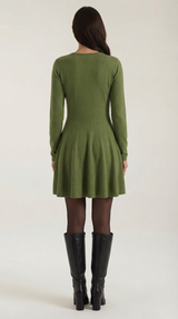 Long Sleeve Pleated Mini Dress in Soft Fabric for Casual or Party Wear