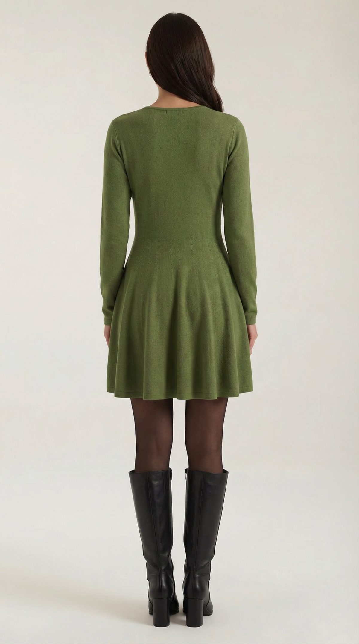 Long Sleeve Pleated Mini Dress in Soft Fabric for Casual or Party Wear