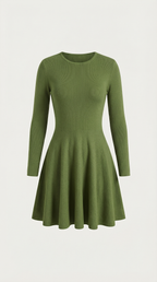 Long Sleeve Pleated Mini Dress in Soft Fabric for Casual or Party Wear