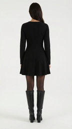 Long Sleeve Pleated Mini Dress in Soft Fabric for Casual or Party Wear
