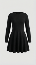 Long Sleeve Pleated Mini Dress in Soft Fabric for Casual or Party Wear
