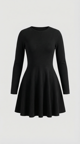 Long Sleeve Pleated Mini Dress in Soft Fabric for Casual or Party Wear