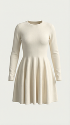 Long Sleeve Pleated Mini Dress in Soft Fabric for Casual or Party Wear