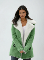 Women's Wool Blend Winter Coat – Cold Weather – Green
