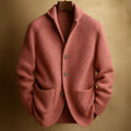 Men's Ribbed Wool Cardigan – Red/Pink