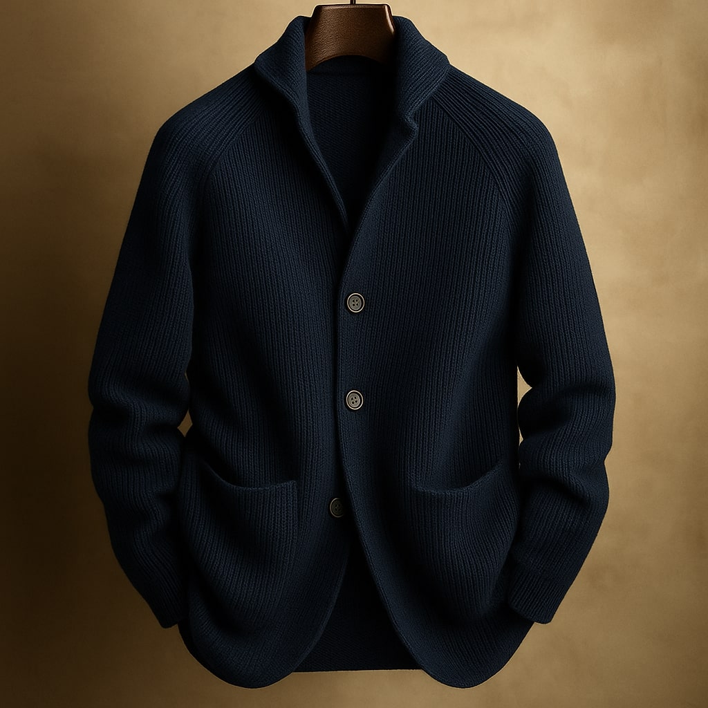 Men's Ribbed Wool Cardigan – Azul