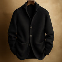 Men's Ribbed Wool Cardigan – Black