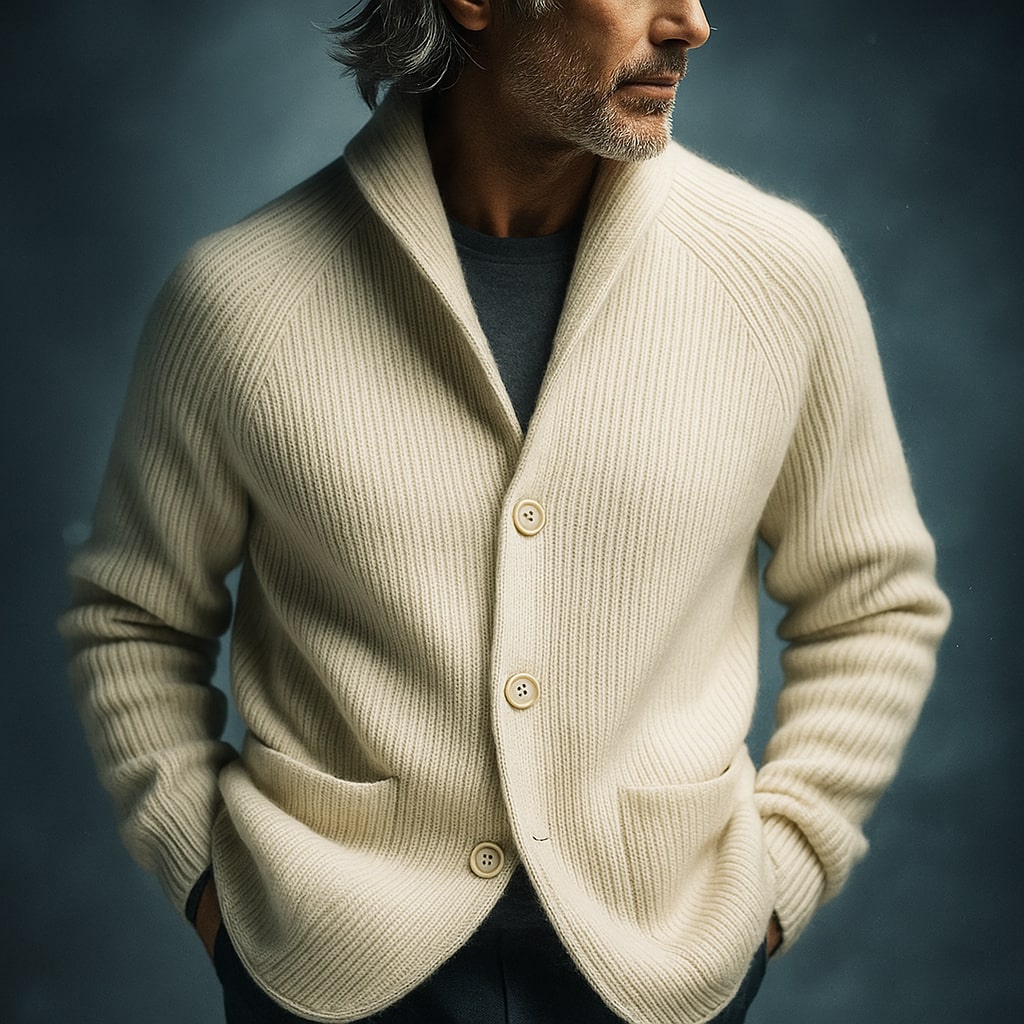 Men's Ribbed Wool Cardigan