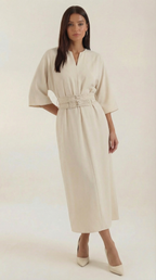 Maxi Dress with Waist Belt - Comfortable Cotton Blend - Casual Summer Wear - Available in Multiple Colors