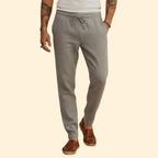 Men's Tapered Casual Trousers – Elastic Waist – Grey