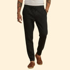 Men's Tapered Casual Trousers – Elastic Waist – Black