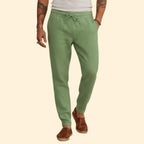 Men's Tapered Casual Trousers – Elastic Waist – Green
