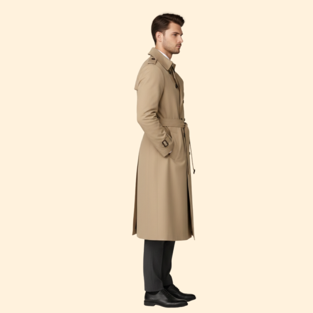 Men's Classic Trench Coat with Belt – Office & Casual