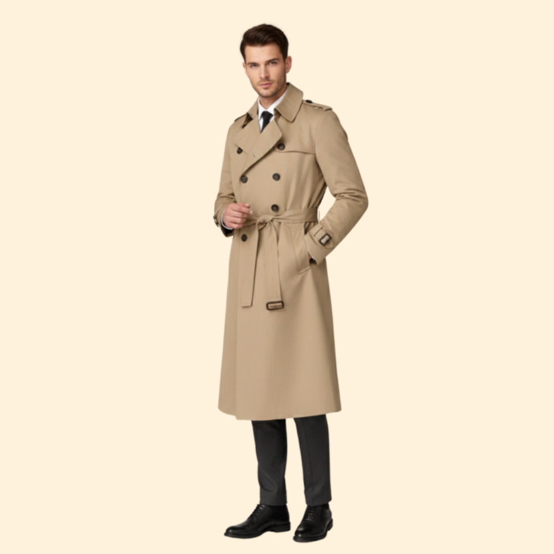 Men's Classic Trench Coat with Belt – Office & Casual