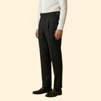 Men's High-Waisted Tailored Trousers with Buckle