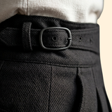 Men's High-Waisted Tailored Trousers with Buckle