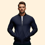 Men's High Collar Full-Zip Sport Bomber Jacket – Blue