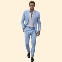 Men's Tailored Fit Two-Piece Suit – Sky Blue