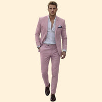 Men's Tailored Fit Two-Piece Suit – Pink