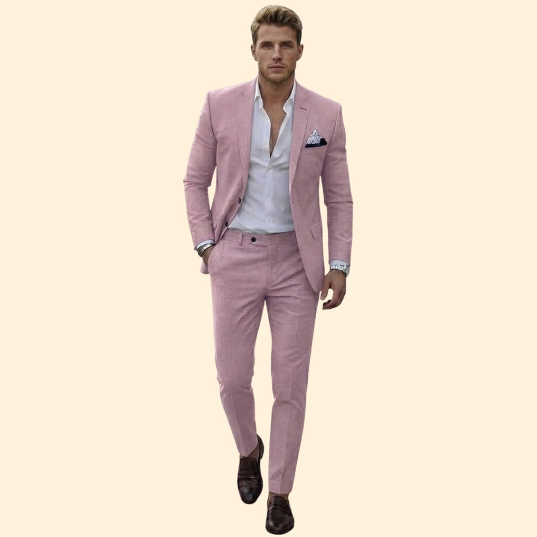 Men's Tailored Fit Two-Piece Suit – Pink