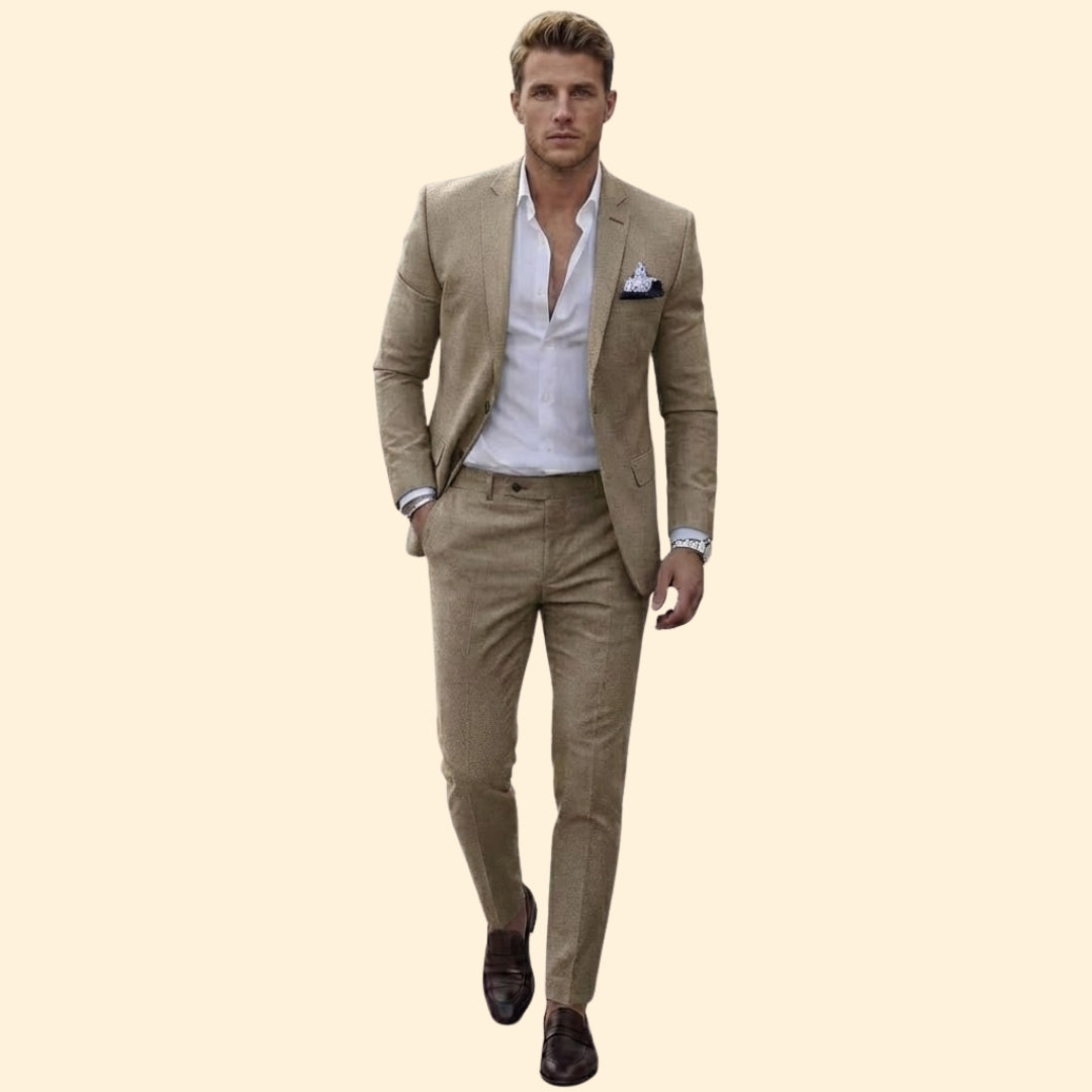 Men's Tailored Fit Two-Piece Suit – Khaki