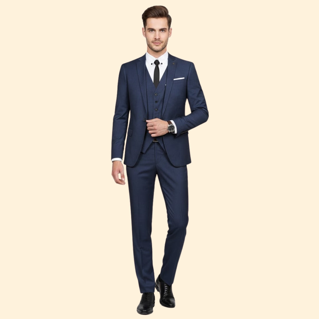 Men's Classic Three-Piece Suit – Lightweight – Navy Blue