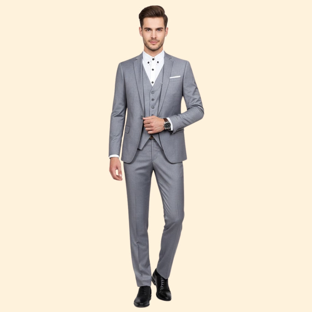 Men's Classic Three-Piece Suit – Lightweight – Grey