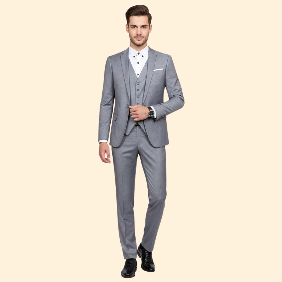 Men's Classic Three-Piece Suit – Lightweight – Grey