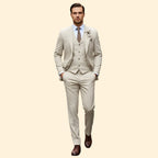 Men's Three-Piece Suit – Slim Trousers & Waistcoat – Beige