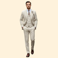 Men's Three-Piece Suit – Slim Trousers & Waistcoat – Beige