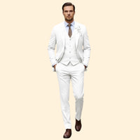 Men's Three-Piece Suit – Slim Trousers & Waistcoat – White