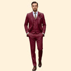Men's Three-Piece Suit – Slim Trousers & Waistcoat – Red