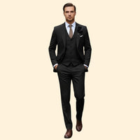 Men's Three-Piece Suit – Slim Trousers & Waistcoat – Black